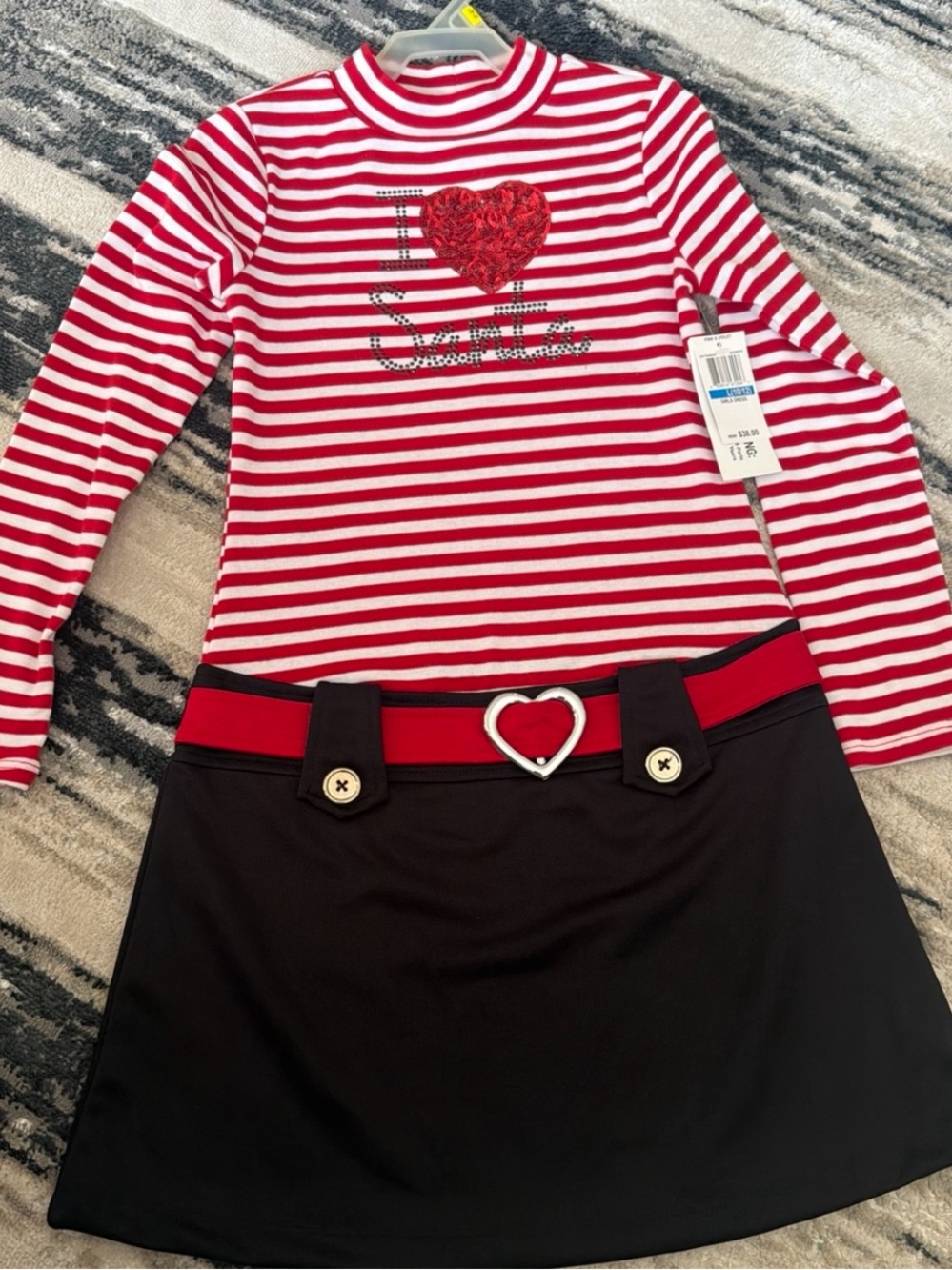 Pink & Violet Girls Dress I Love Santa Christmas Outfit Size Large Girls Dress